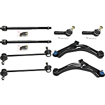Front, Driver and Passenger Side, Lower Control Arm Kit, Four Wheel Drive/Front Wheel Drive, includes Sway Bar Links and Tie Rod Ends