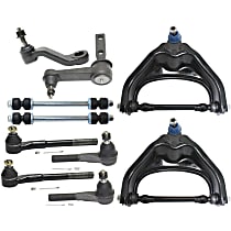 10-Piece Kit Front, Driver and Passenger Side, Upper Control Arm Kit, Includes (2) Control Arm, (1) Idler Arm, (1) Pitman Arm, (2) Sway Bar Link, and (4) Tie Rod End
