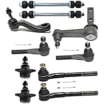 10-Piece Kit Front, Driver and Passenger Side Suspension Kit, Rear Wheel Drive,  Includes (2) Ball Joint, (1) Idler Arm, (1) Pitman Arm, (2) Sway Bar Link, and (4) Tie Rod End