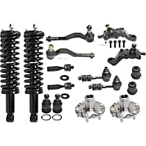 16-Piece Kit Front, Driver and Passenger Side Suspension with Ball Joints, Control Arm Bushings, Loaded Struts, Sway Bar Links, Tie Rod Ends, Wheel Hubs, 4WD, with Automatic Disconnecting Differential