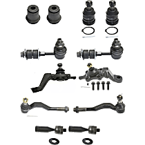 12-Piece Kit Front, Driver and Passenger Side Suspension with Ball Joints, Control Arm Bushings, Sway Bar Links, and Tie Rod Ends, Four Wheel Drive, Power Steering