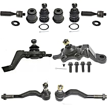 10-Piece Kit Front, Driver and Passenger Side Suspension, includes Ball Joint, Control Arm Bushing, and Tie Rod End, Four Wheel Drive, Power Steering