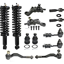 Front, Driver and Passenger Side Suspension Kit, includes Ball Joint, Loaded Strut, Sway Bar Link, and Tie Rod End