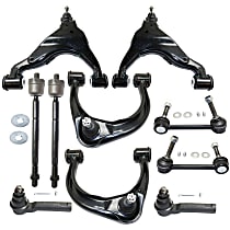 Front, Driver and Passenger Side, Upper and Lower Control Arm Kit, Four Wheel Drive/Rear Wheel Drive, includes Sway Bar Links and Tie Rod Ends