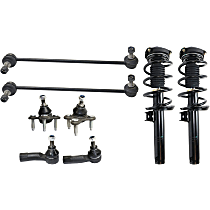 8-Piece Kit Front, Driver and Passenger Side Suspension with Ball Joints, Loaded Struts, Sway Bar Links, and Tie Rod Ends, Fits 55MM Lower Strut Housing
