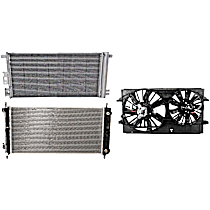 3-Piece Kit A/C Condenser, includes (1) A/C Condenser, (1) Cooling Fan Assembly and (1) Radiator, 3.5L/3.9L Eng., 6 Cyl.