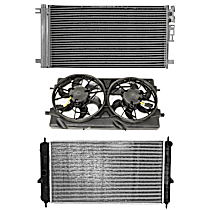 3-Piece Kit A/C Condenser, Supercharged, 2.0L 4Cyl,  Includes (1) A/C Condenser, (1) Cooling Fan Assembly, and (1) Radiator