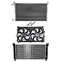 3-Piece Kit A/C Condenser, Without Rear Air Conditioning, 6.2L 8Cyl,  Includes (1) A/C Condenser, (1) Cooling Fan Assembly, and (1) Radiator