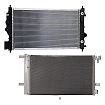 2-Piece Kit Radiator, Automatic Transaxle, 4 Cyl 1.6L, includes (1) A/C Condenser and (1) Radiator