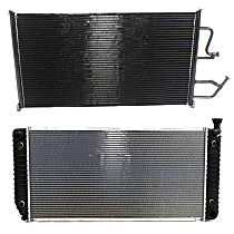 2-Piece Kit Radiator, For Models With Heavy Duty Cooling, Measures 34 Inches Between Tanks, 8 Cyl 5.7L, includes (1) A/C Condenser and (1) Radiator
