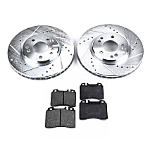 KIT-090221-20 Front Brake Disc and Pad Kit, Cross-drilled and Slotted 5 Lugs 299.97 mm Organic SureStop Performance Replacement