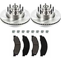 4-Piece Kit Brake Disc and Pad Kit, Plain Surface, 8 Lugs, Ceramic, 4.6L 8Cyl, SureStop OE Replacement  Includes (2) Brake Disc and (1) Brake Pad Set