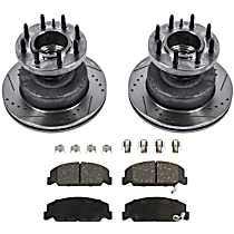 KIT-090221-254 Front Brake Disc and Pad Kit, Cross-drilled and Slotted 8 Lugs 329.95 mm Semi-metallic Evolution Drilled & Slotted Series