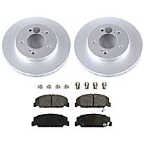 4-Piece Kit Front Brake Disc and Pad Kit, Plain Surface, 5 Lugs, Semi-metallic, 3.0L 6Cyl, Evolution Geomet Coated High Carbon  Includes (2) Brake Disc and (1) Brake Pad Set