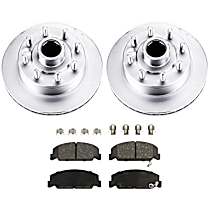 KIT-090221-351 Front Brake Disc and Pad Kit, Plain Surface 8 Lugs Semi-metallic Evolution Geomet Coated High Carbon