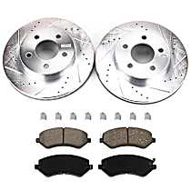 KIT-090221-414 Front Brake Disc and Pad Kit, Cross-drilled and Slotted 5 Lugs 288.04 mm Ceramic Evolution Drilled & Slotted Series