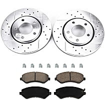 KIT-090221-420 Front Brake Disc and Pad Kit, Cross-drilled and Slotted 5 Lugs 279.91 mm Ceramic Evolution Drilled & Slotted Series