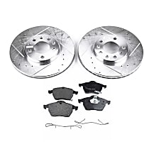 KIT-090221-444 Front Brake Disc and Pad Kit, Cross-drilled and Slotted 5 Lugs 287.02 mm Organic Evolution Drilled & Slotted Series