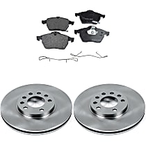 KIT-090221-445 Front Brake Disc and Pad Kit, Plain Surface 5 Lugs Organic Brake Disc Autospecialty By Powerstop; Brake Pad Set Pro-Line Series