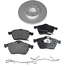 KIT-090221-446 Front Brake Disc and Pad Kit, Plain Surface 5 Lugs Organic Evolution Geomet Coated High Carbon