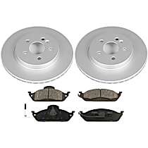 4-Piece Kit Front Brake Disc and Pad Kit, Plain Surface, 5 Lugs, Organic, 3.7L 6Cyl, Evolution Geomet Coated High Carbon  Includes (2) Brake Disc and (1) Brake Pad Set
