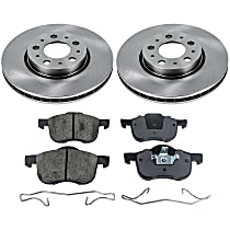 KIT-090221-460 Front Brake Disc and Pad Kit, Plain Surface 5 Lugs Organic Autospecialty By Powerstop