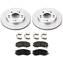 Front Brake Disc and Pad Kit, Plain Surface, 5 Lugs, Ceramic, FWD, Evolution Geomet Coated High Carbon