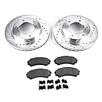 Front Brake Disc and Pad Kit, Cross-drilled and Slotted, 6 Lugs, 290.07 mm, Ceramic, Evolution Drilled & Slotted Series