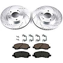 Front Brake Disc and Pad Kit, Cross-drilled and Slotted 5 Lugs 276.1 mm Ceramic Evolution Drilled & Slotted Series
