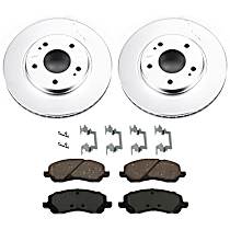 4-Piece Kit Front Brake Disc and Pad Kit, Plain Surface, 5 Lugs, Ceramic, RS, 2.4L 4Cyl, Evolution Geomet Coated High Carbon  Includes (2) Brake Disc and (1) Brake Pad Set