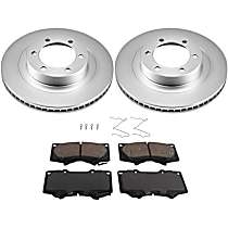 4-Piece Kit Front Brake Disc and Pad Kit, Plain Surface, 6 Lugs, Ceramic, 4.7L 8Cyl, Evolution Geomet Coated High Carbon  Includes (2) Brake Disc and (1) Brake Pad Set