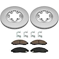 4-Piece Kit Front Brake Disc and Pad Kit, Plain Surface, 6 Lugs, Ceramic, 3.5L 5Cyl, Evolution Geomet Coated High Carbon  Includes (2) Brake Disc and (1) Brake Pad Set