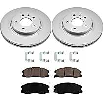 KIT-090221-676 Front Brake Disc and Pad Kit, Plain Surface 5 Lugs Ceramic Evolution Geomet Coated High Carbon