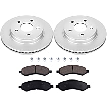 Front Brake Disc and Pad Kit, Plain Surface, 5 Lugs, Semi-Metallic, Evolution Geomet Coated High Carbon
