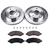 Front Brake Disc and Pad Kit, Cross-drilled and Slotted, 5 Lugs, 311.91 mm, Semi-Metallic, Evolution Drilled & Slotted Series