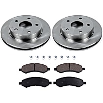 Front Brake Disc and Pad Kit, Plain Surface, 5 Lugs, Semi-Metallic, Autospecialty By Powerstop