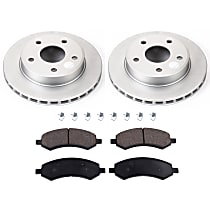 Front Brake Disc and Pad Kit, Plain Surface, 5 Lugs, Semi-Metallic, Evolution Geomet Coated High Carbon