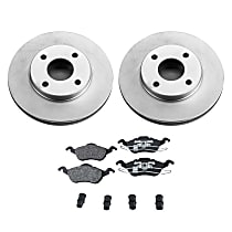 4-Piece Kit Front Brake Disc and Pad Kit, Plain Surface, 4 Lugs, 259.08 mm, Semi-metallic, 2.0L 4Cyl, SureStop OE Replacement  Includes (2) Brake Disc and (1) Brake Pad Set