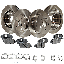 8-Piece Kit Front and Rear Brake Disc and Pad Kit, Plain Surface, 5 Lugs, Cast Iron , Pro-Line Series