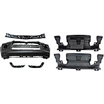 5-Piece Kit Front Primed Bumper Cover, For Models with Chrome Trim,  Includes (1) Bumper Cover, (3) Bumper Retainer, and (1) Valance