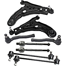 8-Piece Kit Front, Driver and Passenger Side, Lower Control Arm Kit, Includes (2) Control Arm, (2) Sway Bar Link, and (4) Tie Rod End