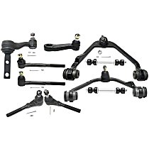 10-Piece Kit Front, Driver and Passenger Side, Upper Control Arm Kit, Includes (2) Control Arm, (1) Idler Arm, (1) Pitman Arm, (2) Sway Bar Link, and (4) Tie Rod End