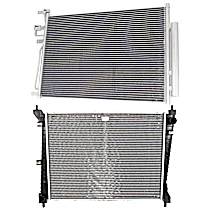 2-Piece Kit Radiator, with A/C Condenser, 2.4L/3.0L/3.5L Eng., Plastic Tank