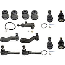 13-Piece Kit Front Suspension Kit, 4.150 in. Length, For Cast Iron Arm, Without Aluminum Steering Knuckles, With 7,300 (Lb) GVW, With 3 Groove Spline, Without Bracket, includes (4) Ball Joint, (2) Control Arm Bushing, (1) Idler Arm, (1) Idler Arm Bracket, (1) Pitman Arm, and (2) Tie Rod End