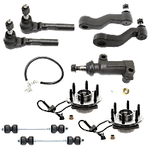 9-Piece Kit Front Suspension with Idler Arm, Idler Arm Bracket, Pitman Arm, Sway Bar Links, Tie Rod Ends, and Wheel Hubs, AWD