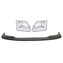 4-Piece Kit Halogen Headlights, With bulb(s), Includes (2) Bumper Trim and (2) Headlight
