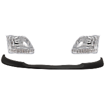 4-Piece Kit Halogen Headlights, With bulb(s), Includes (2) Bumper Trim and (2) Headlight
