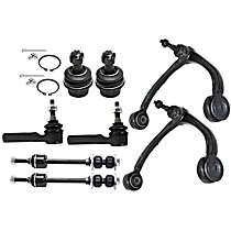 8-Piece Kit Front, Driver and Passenger Side, Upper Control Arm Kit, Includes (2) Ball Joint, (2) Control Arm, (2) Sway Bar Link, and (2) Tie Rod End