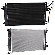 Radiator with A/C Condenser, 2.3L/3.0L Eng., Plastic Tank