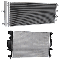 Radiator with A/C Condenser, 1.5L/1.6L/2.0L Eng., Plastic Tank